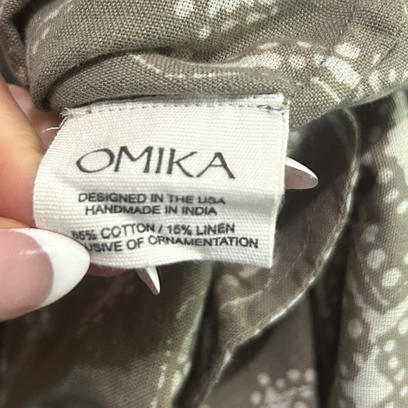 Omika Cotton Linen Blouse Size Small Green Blue Cotton Linen Top Tunic Boho - Picture 8 of 9